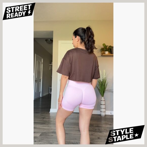 Seamless Workout Shorts 4.5" Inseam Tummy Control Scrunch Butt Lifting - Picture 6 of 6